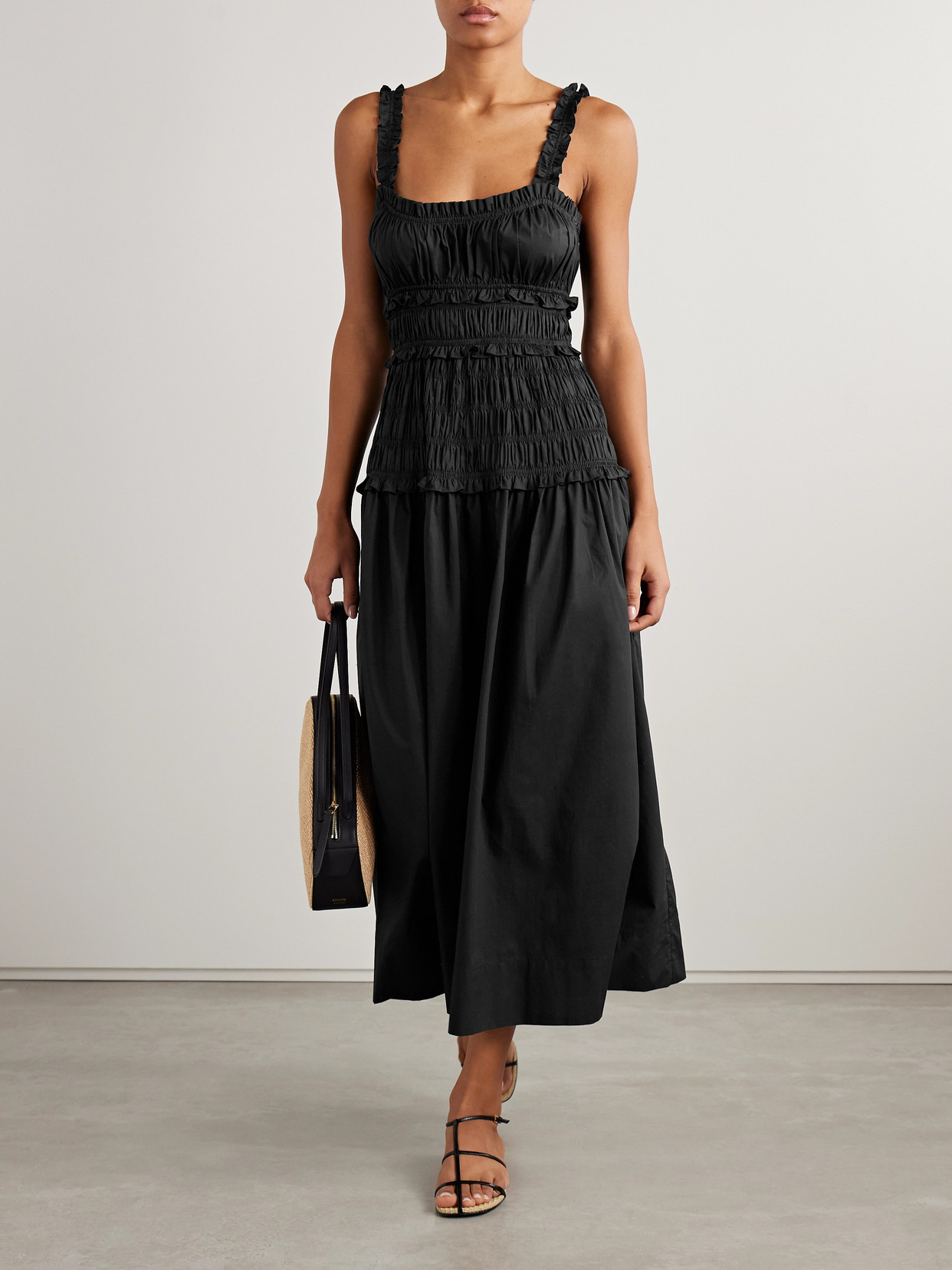deep v neck dresses Ulla Johnson | Women's Tasneem Deep V Wedding Guest Gown in Black - Size 6 | Black Tie Dress
