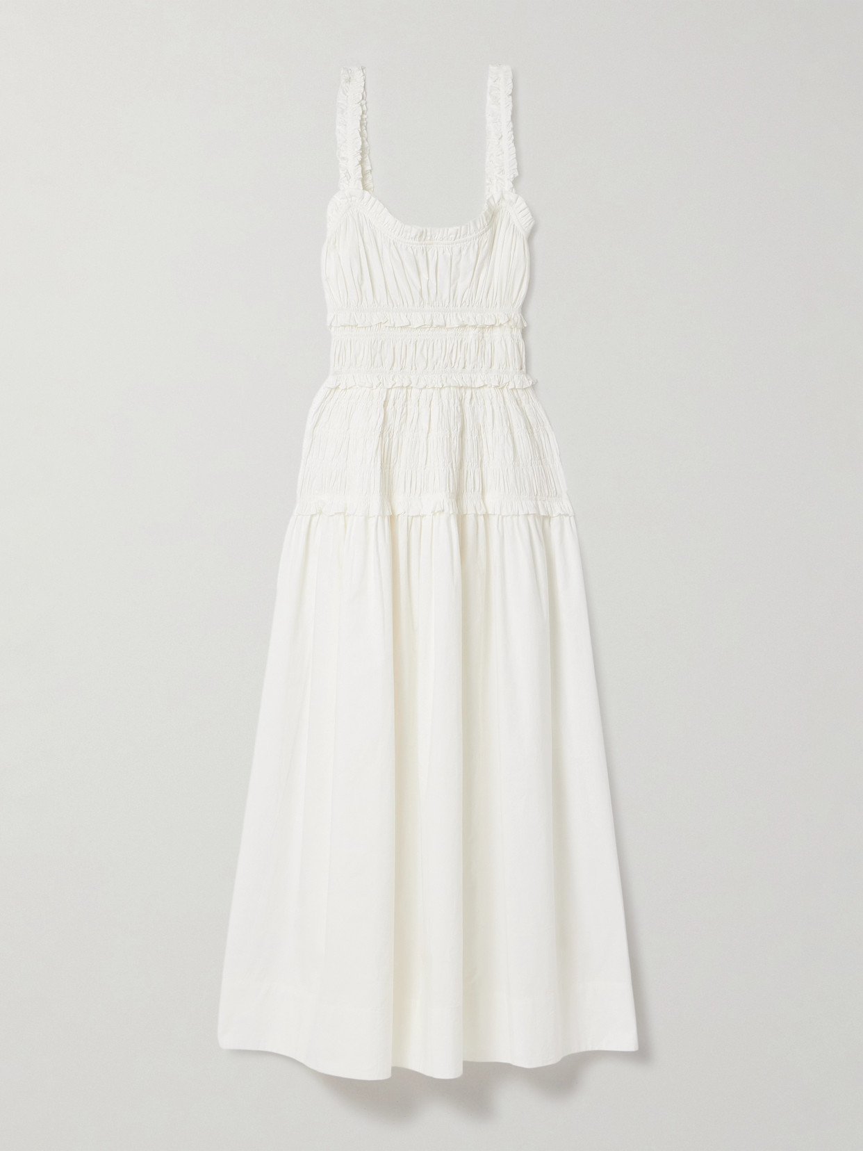 DOEN MARIANNE SHIRRED ORGANIC COTTON-POPLIN MIDI DRESS