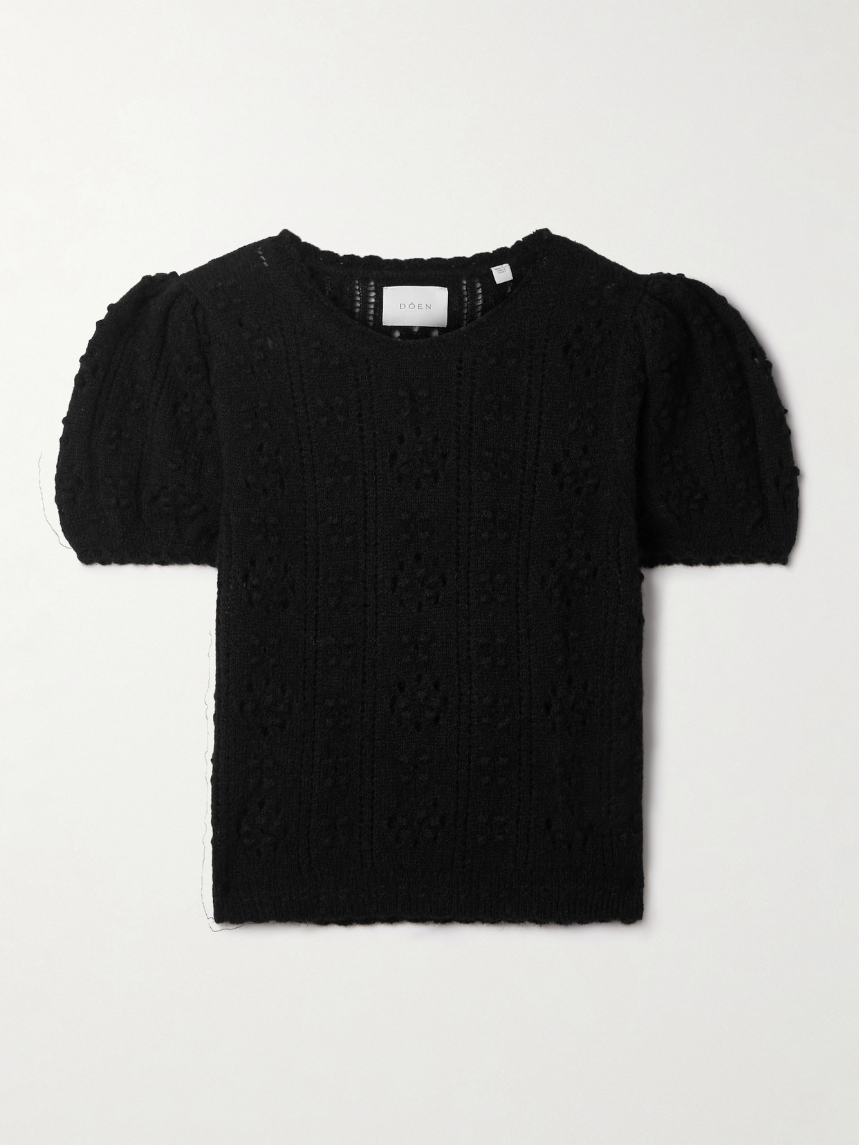 Doen Carena Pointelle-knit Alpaca-blend Top In Black