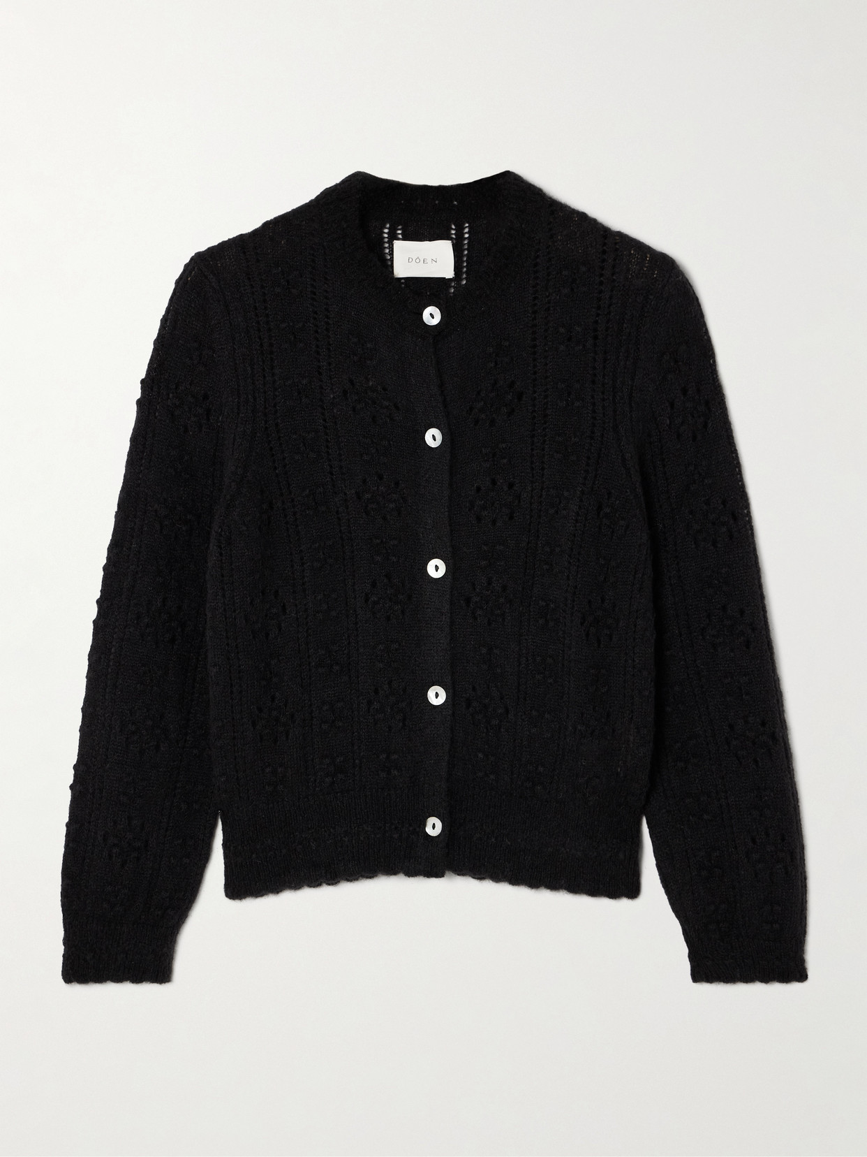 Doen Cassidy Pointelle-knit Alpaca-blend Cardigan In Black