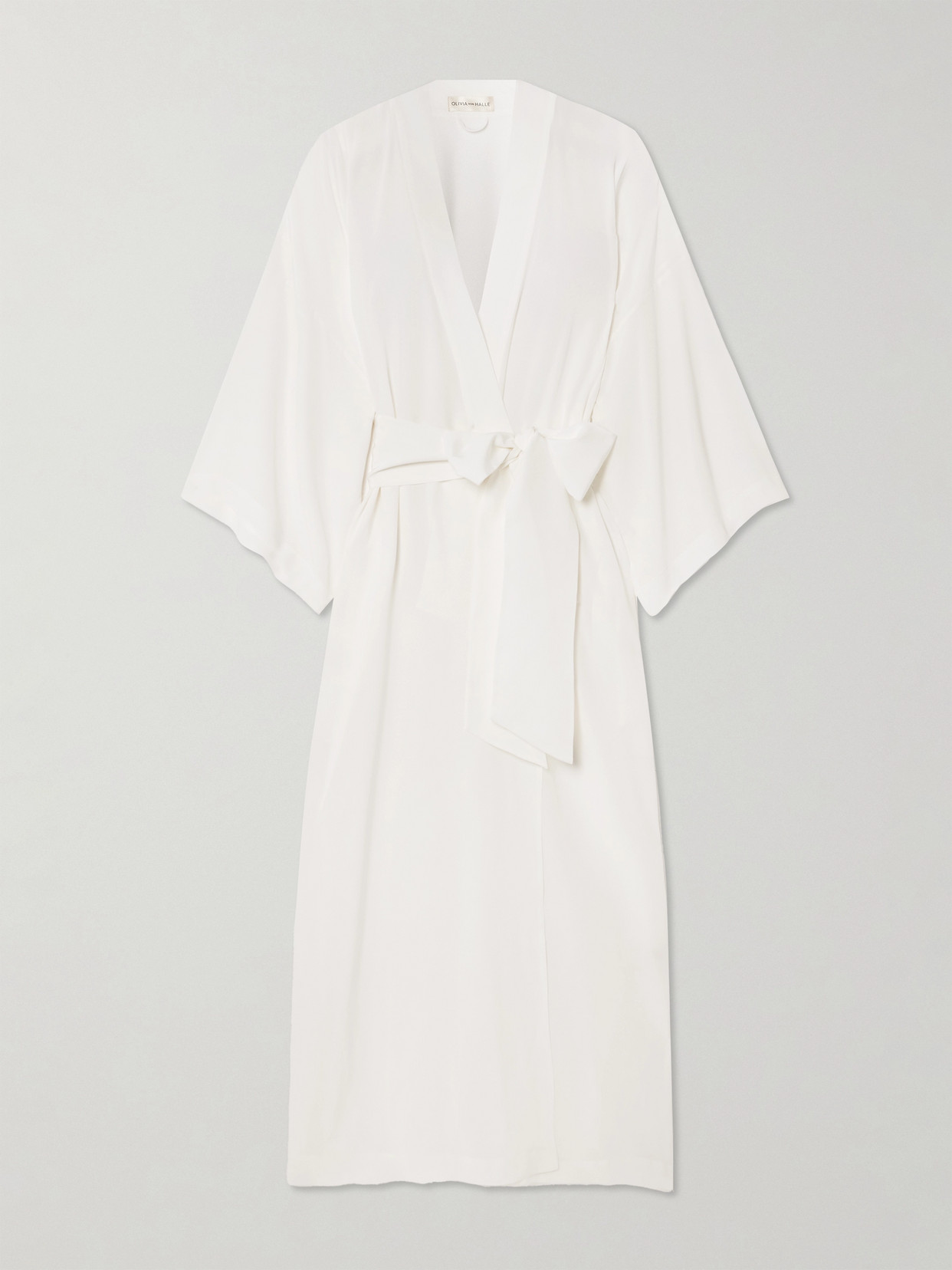 Olivia Von Halle Queenie Silk-crepe De Chine Robe In Ivory