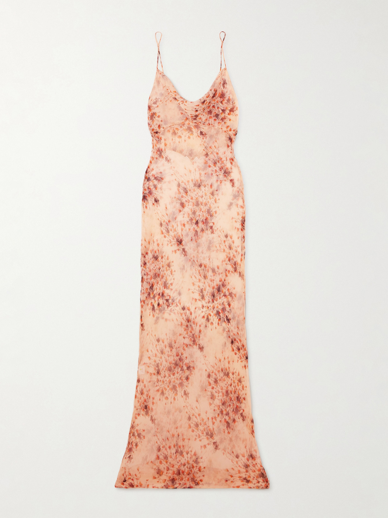 Rosamosario Midsummer Breeze Draped Floral-print Silk-chiffon Maxi Dress In Pink