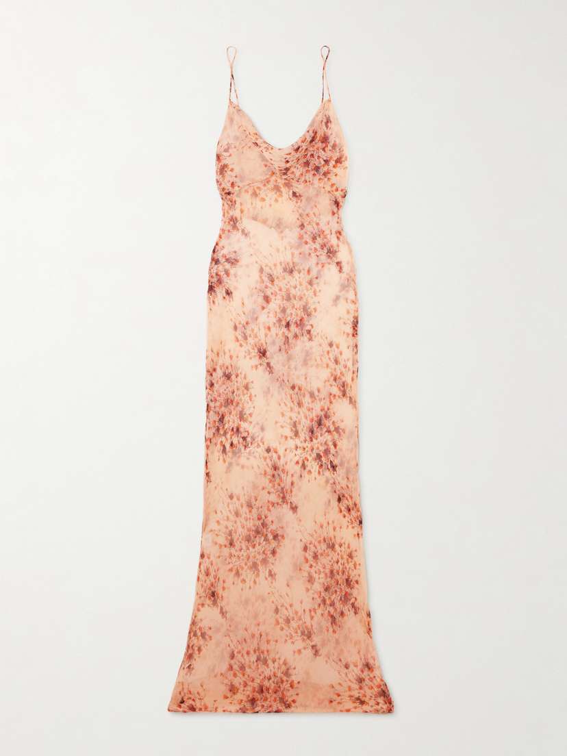 Rosamosario Midsummer Breeze Draped Floral-print Silk-chiffon Maxi Dress