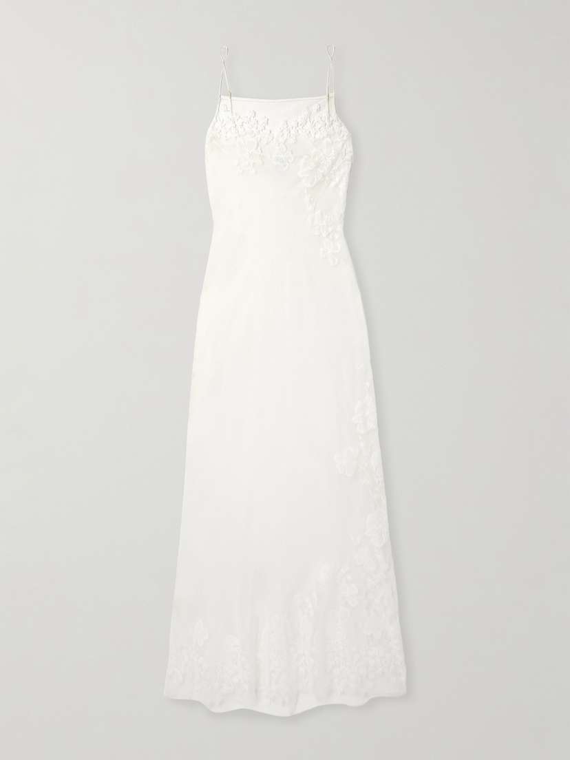 Carine Gilson Lace-trimmed Silk-satin Nightdress