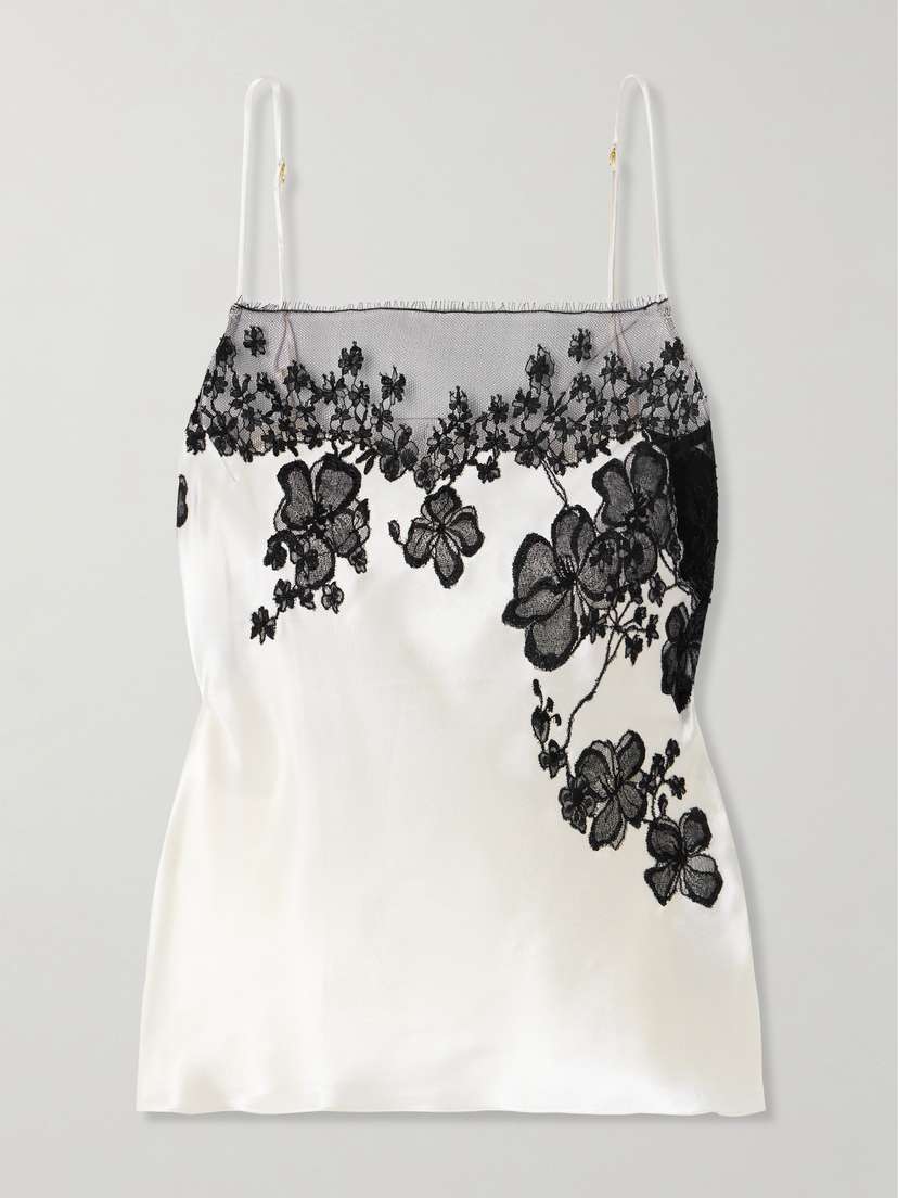 Carine Gilson Lace-trimmed Silk-satin Camisole