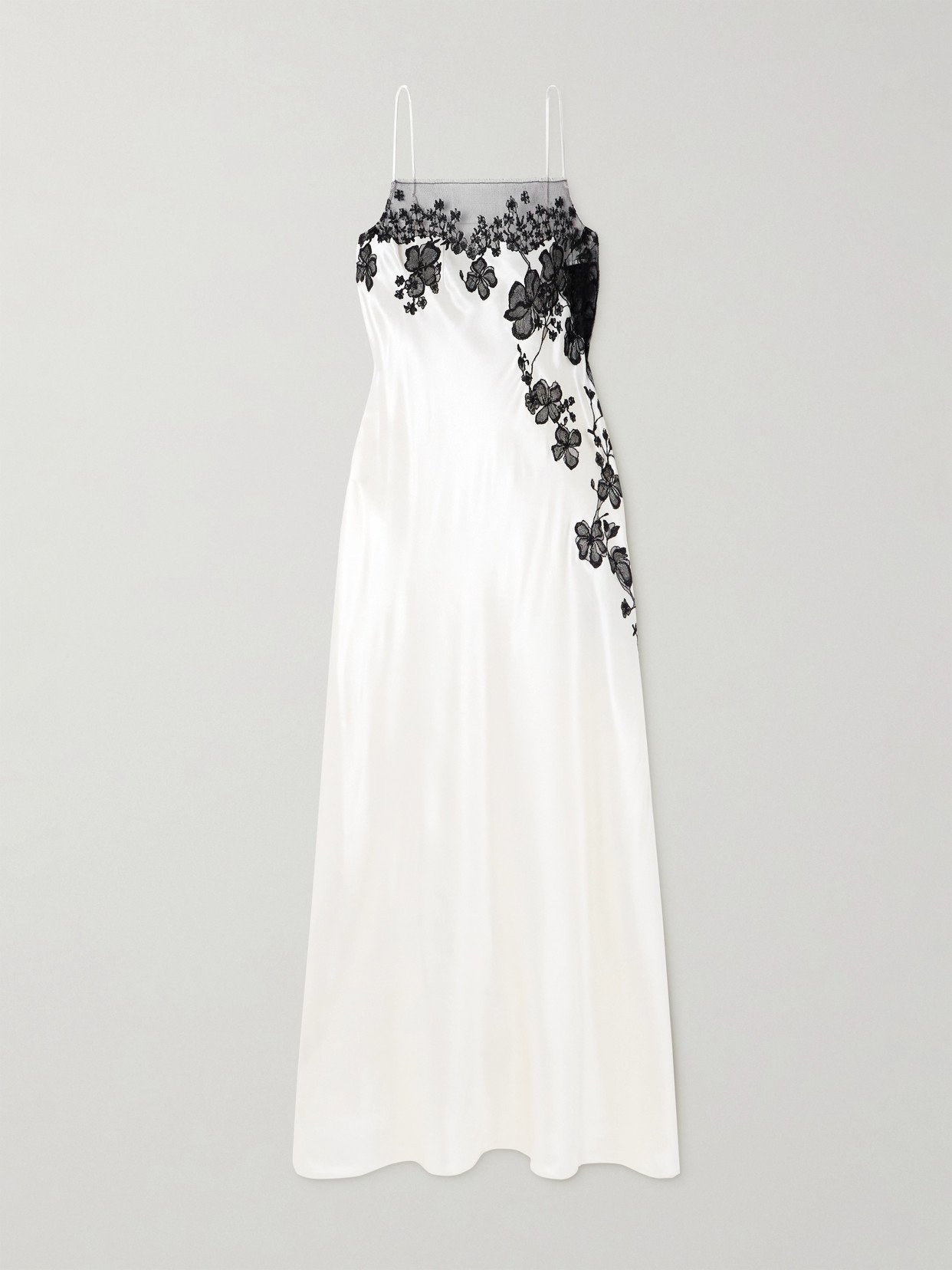 Carine Gilson Lace-trimmed Silk-satin Nightdress In White