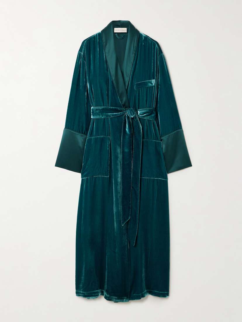 Olivia von Halle Capability Belted Velvet Robe