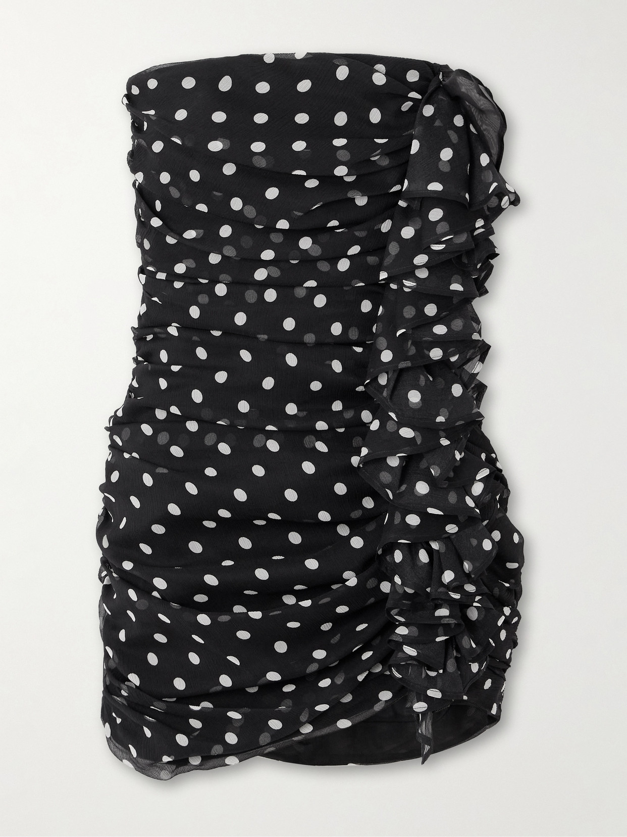Nina Ricci Knee Length Strapless Dress With Ruffled Detailing In Black