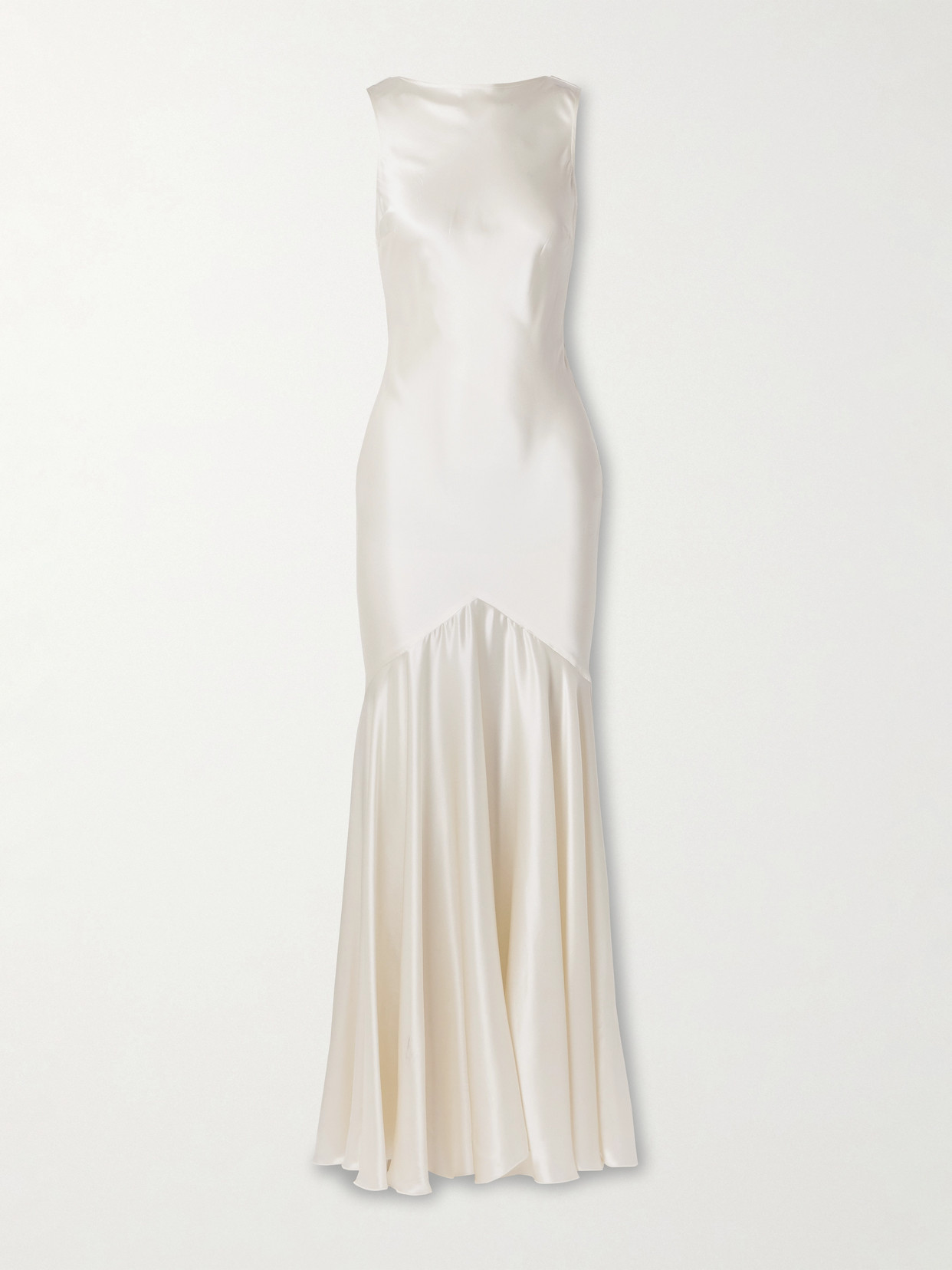 Nina Ricci Open-back Draped Satin Gown In Cream