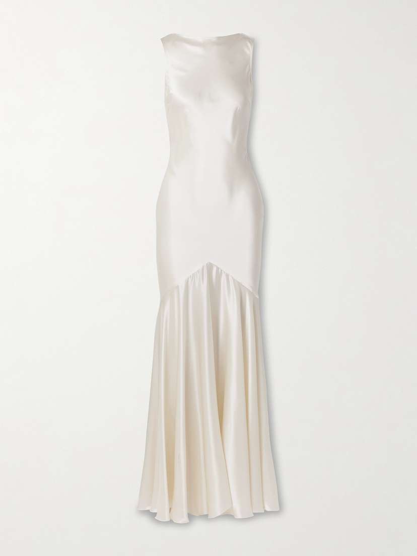Nina Ricci Open-back Draped Satin Gown