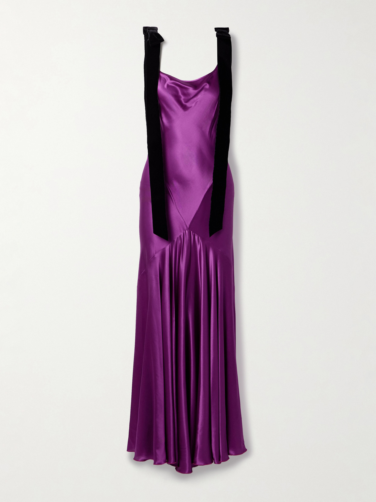 nina ricci satin-finish maxi dress Nina Ricci Long Asymmetric Satin Dress 36