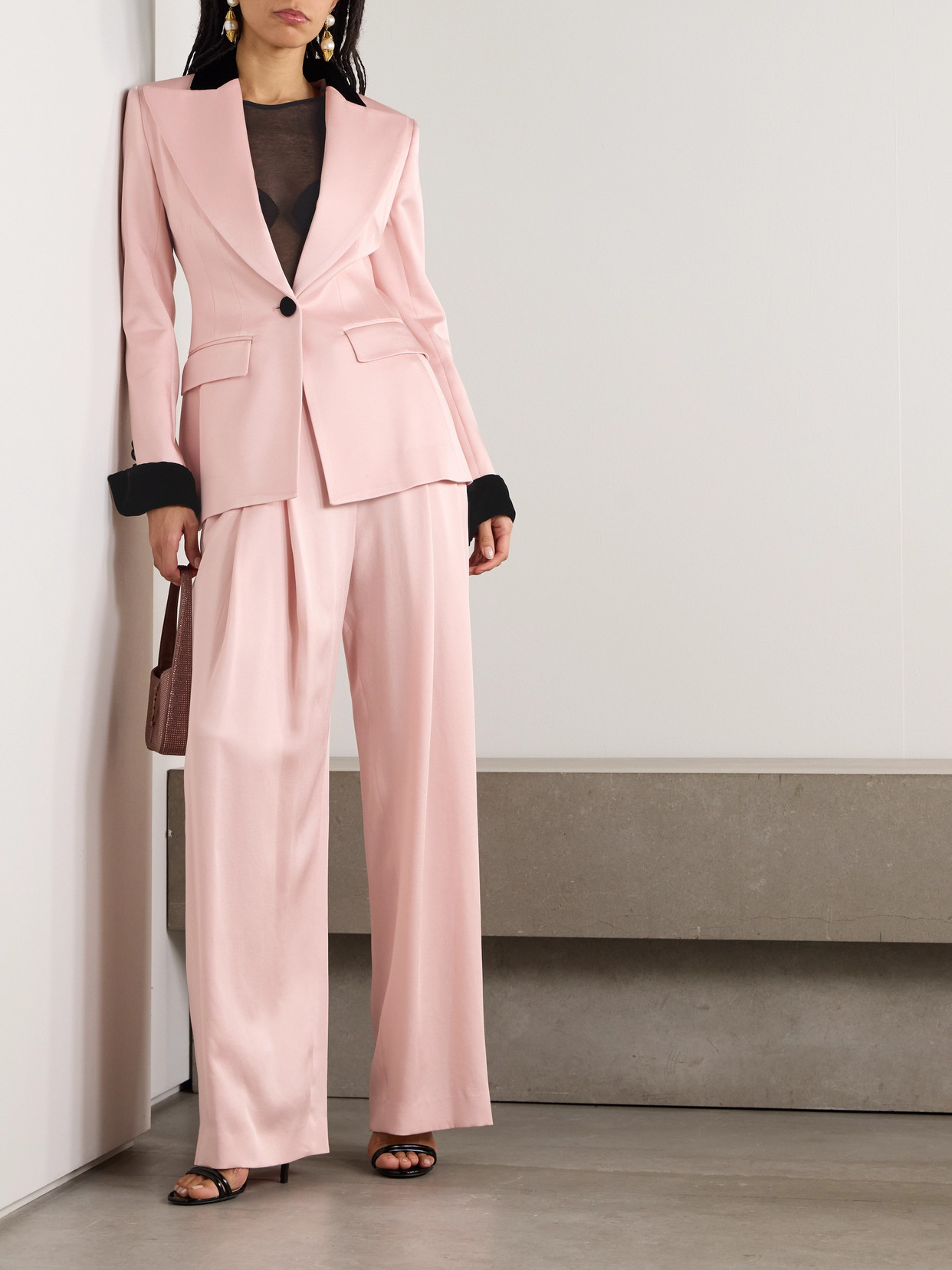 Nina Ricci Contrasting-trim Blazer In Pink
