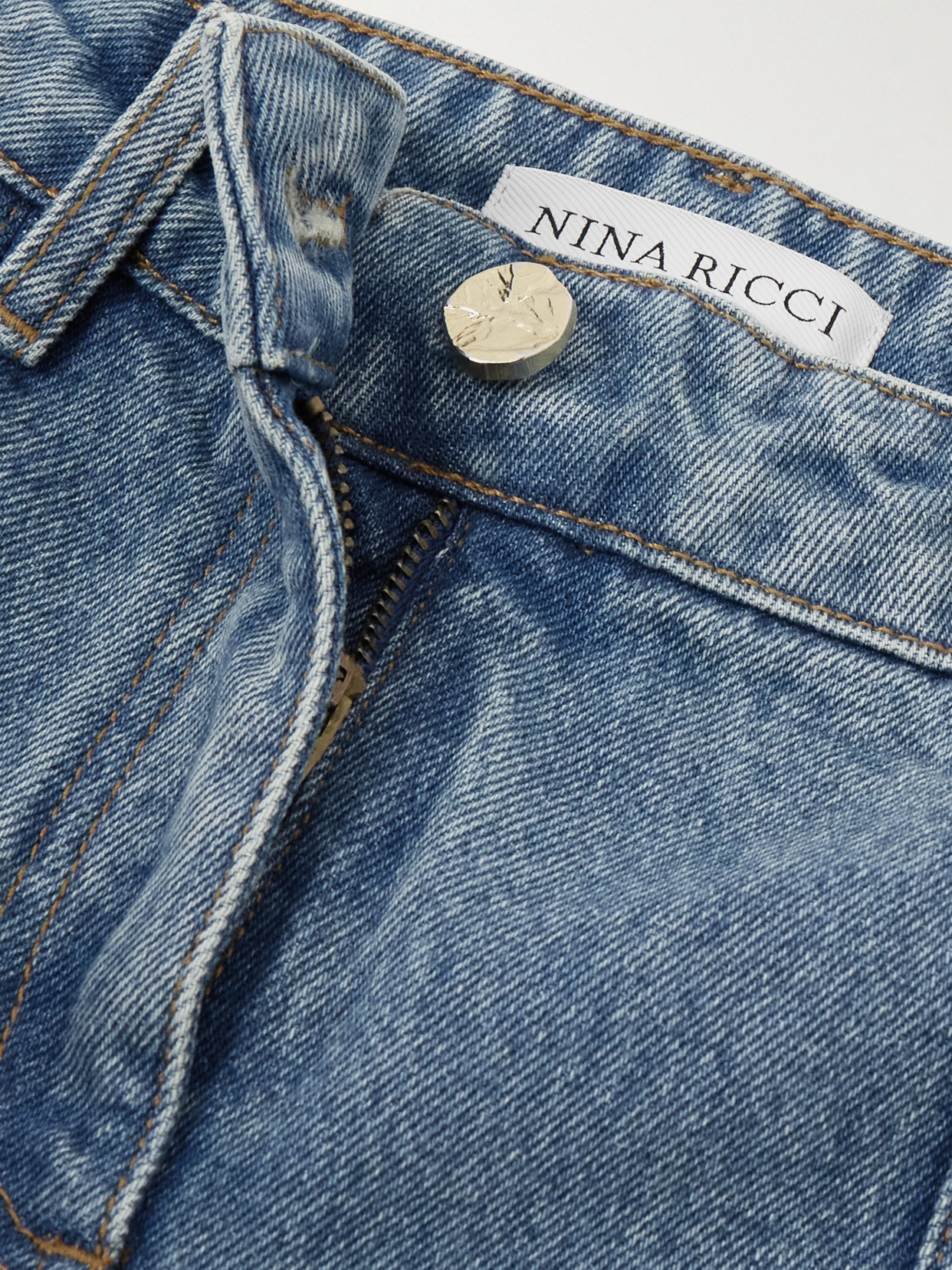 Paneled Mid-Rise Flared Jeans