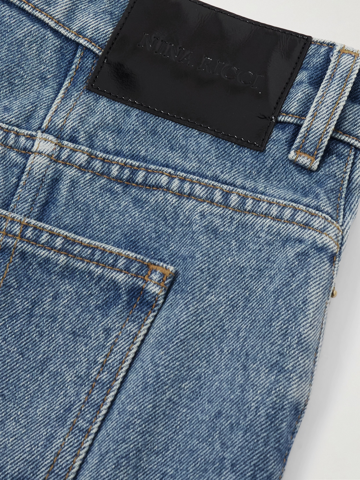 Paneled Mid-Rise Flared Jeans