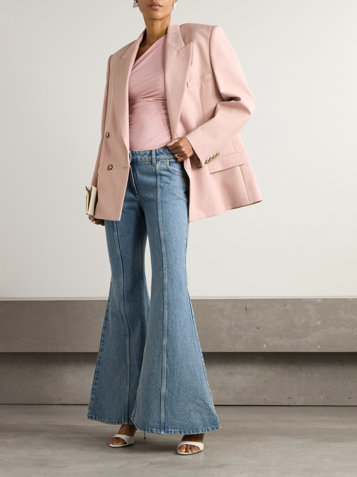 Paneled Mid-Rise Flared Jeans