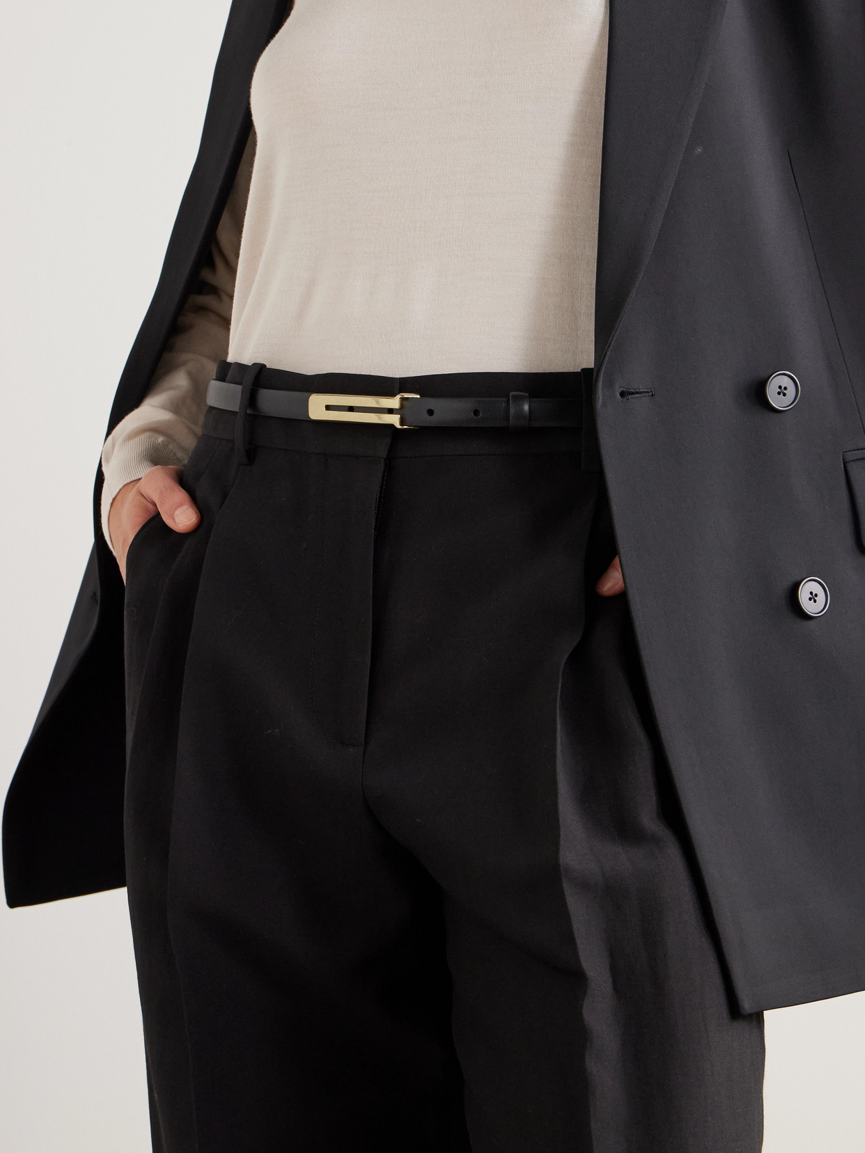Shop The Row Kuk Leather Belt In Black