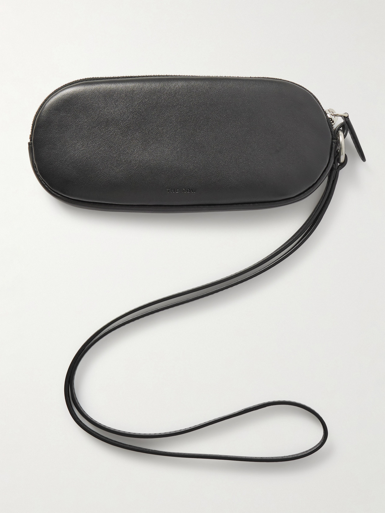 The Row Leather Sunglasses Case In Black