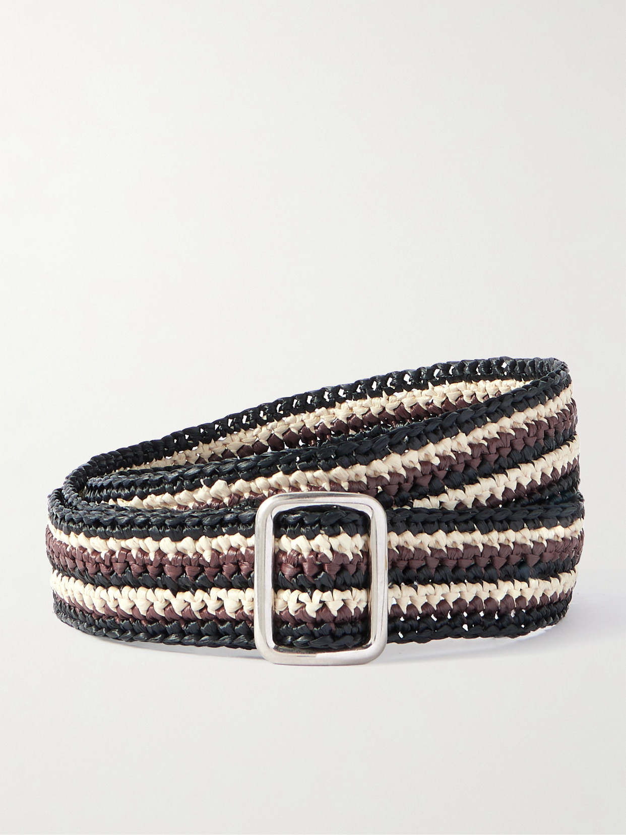 The Row Ara Striped Straw Belt In Brown