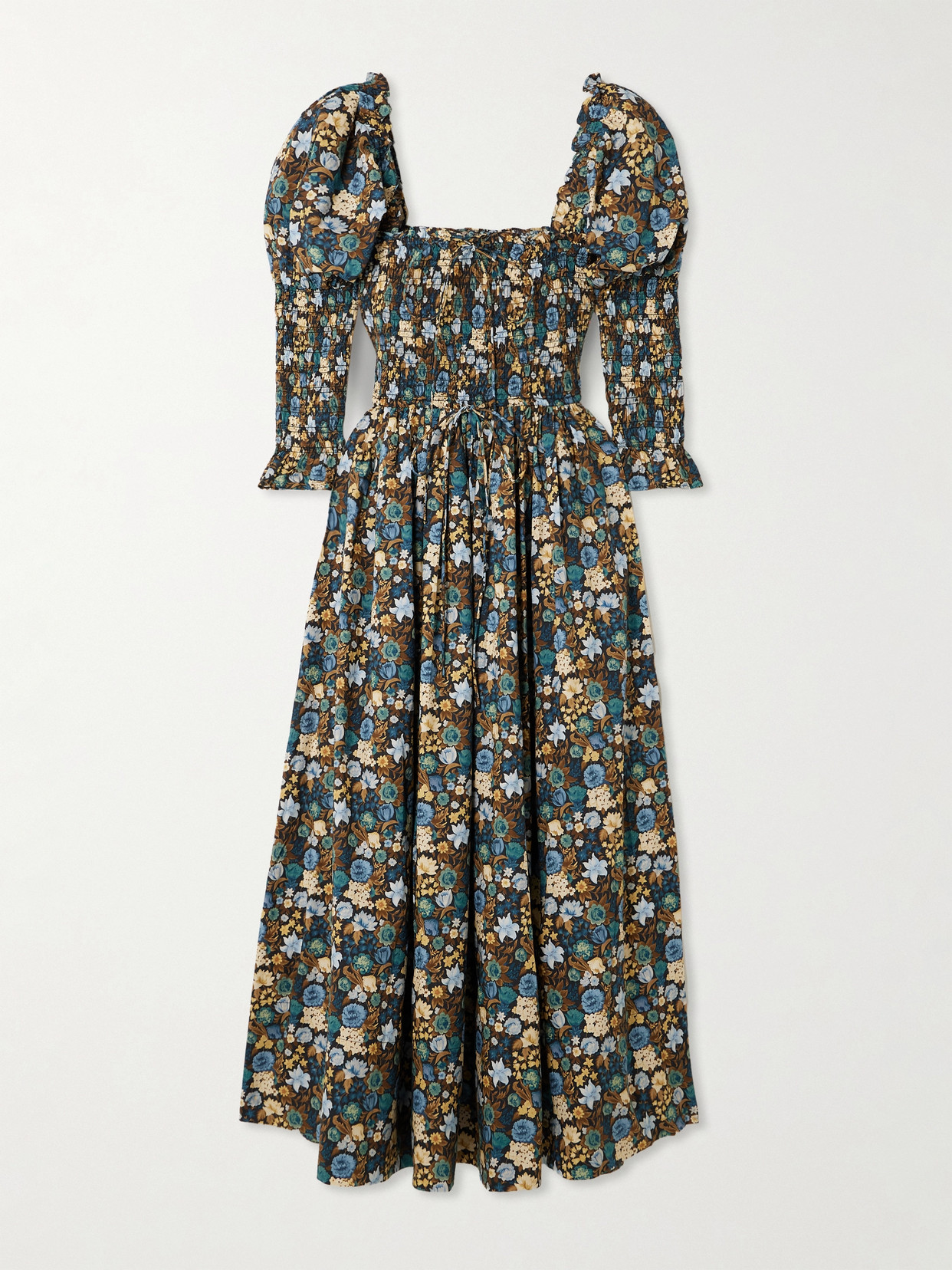 DÔEN - Bijou Shirred Floral-print Organic Cotton-voile Midi Dress - Multi