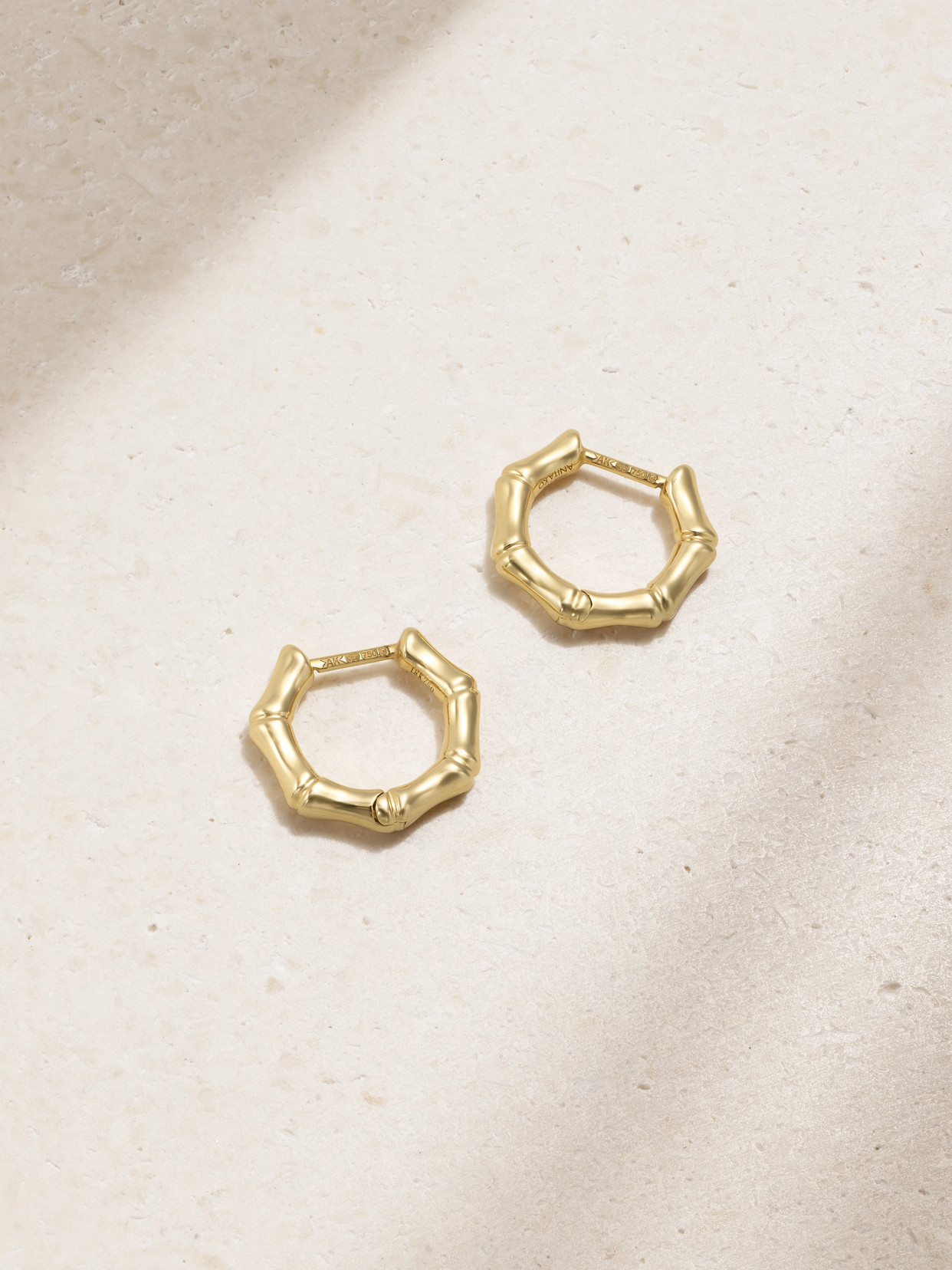Anita Ko - Small Bamboo 18-karat Gold Hoop Earrings - One size