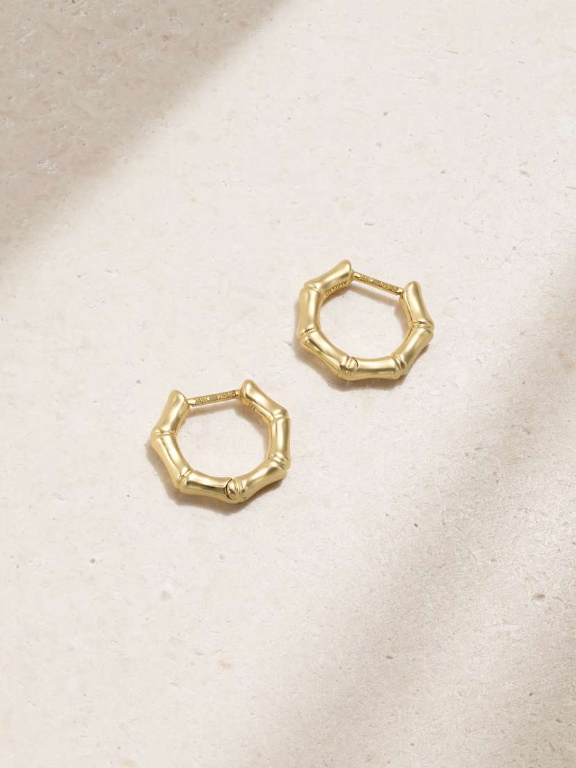 Anita Ko Small Bamboo 18-karat Gold Hoop Earrings