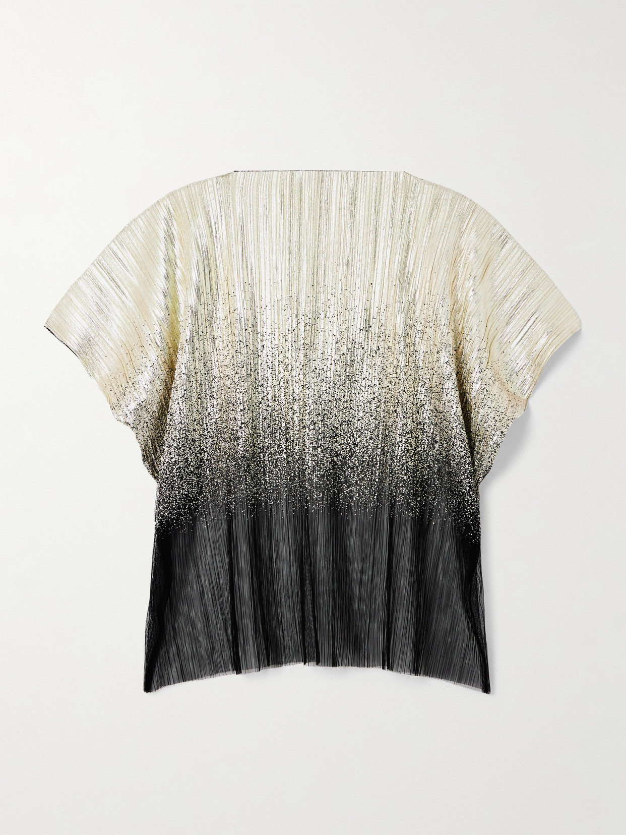 Dima Ayad Metallic Plissé-tulle Blouse In Black