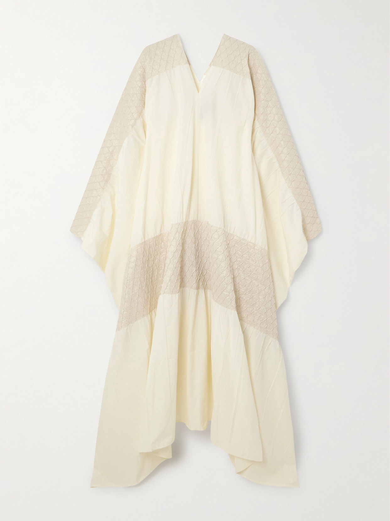 Dima Ayad Metallic Textured-knit And Poplin Kaftan In Neutral