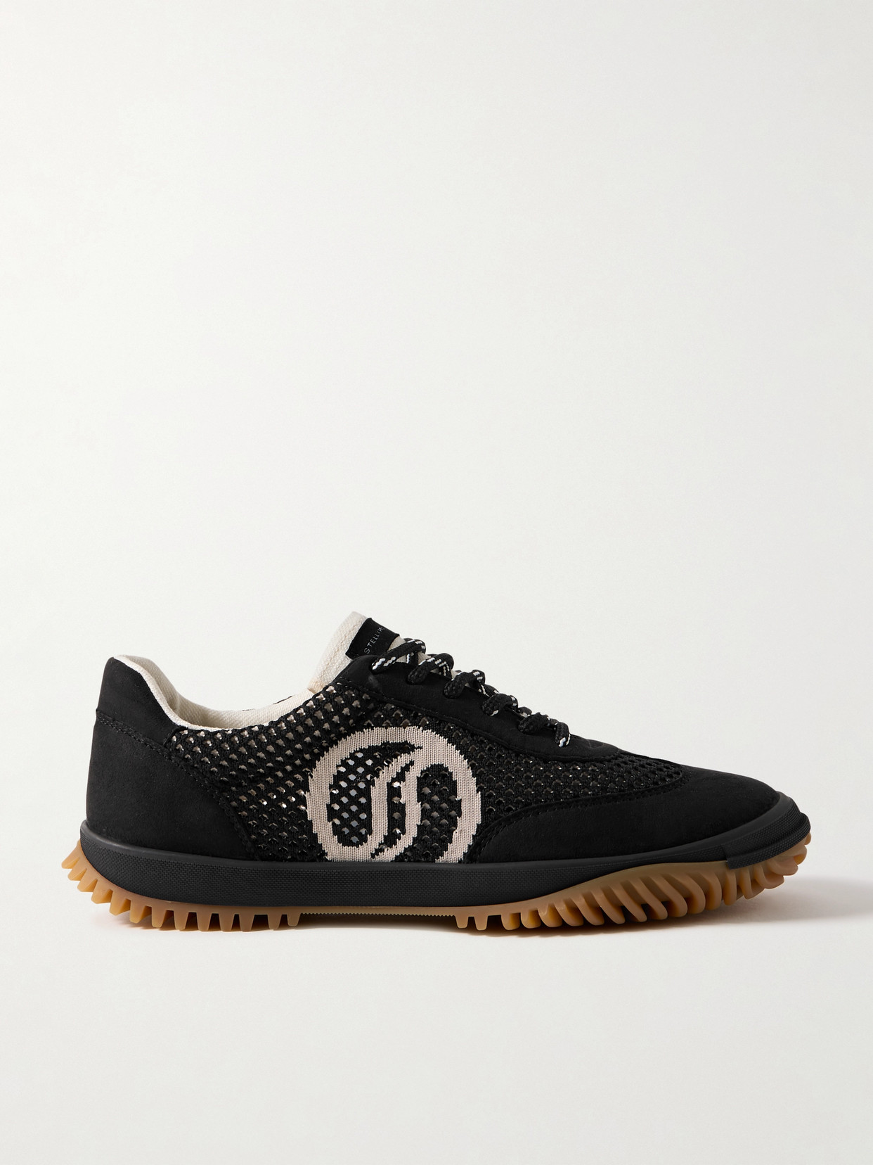 Stella Mccartney S-wave Sport Recycled-mesh And Vegan Suede Sneakers In Black