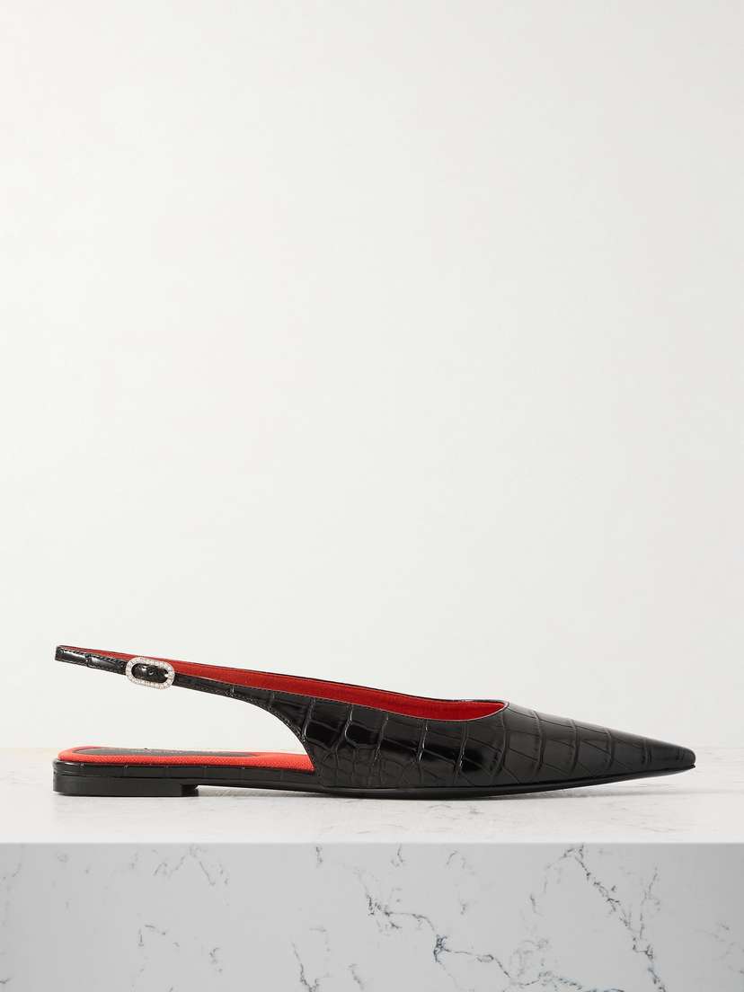Stella McCartney Elsa Recycled Croc-effect Slingback Flats