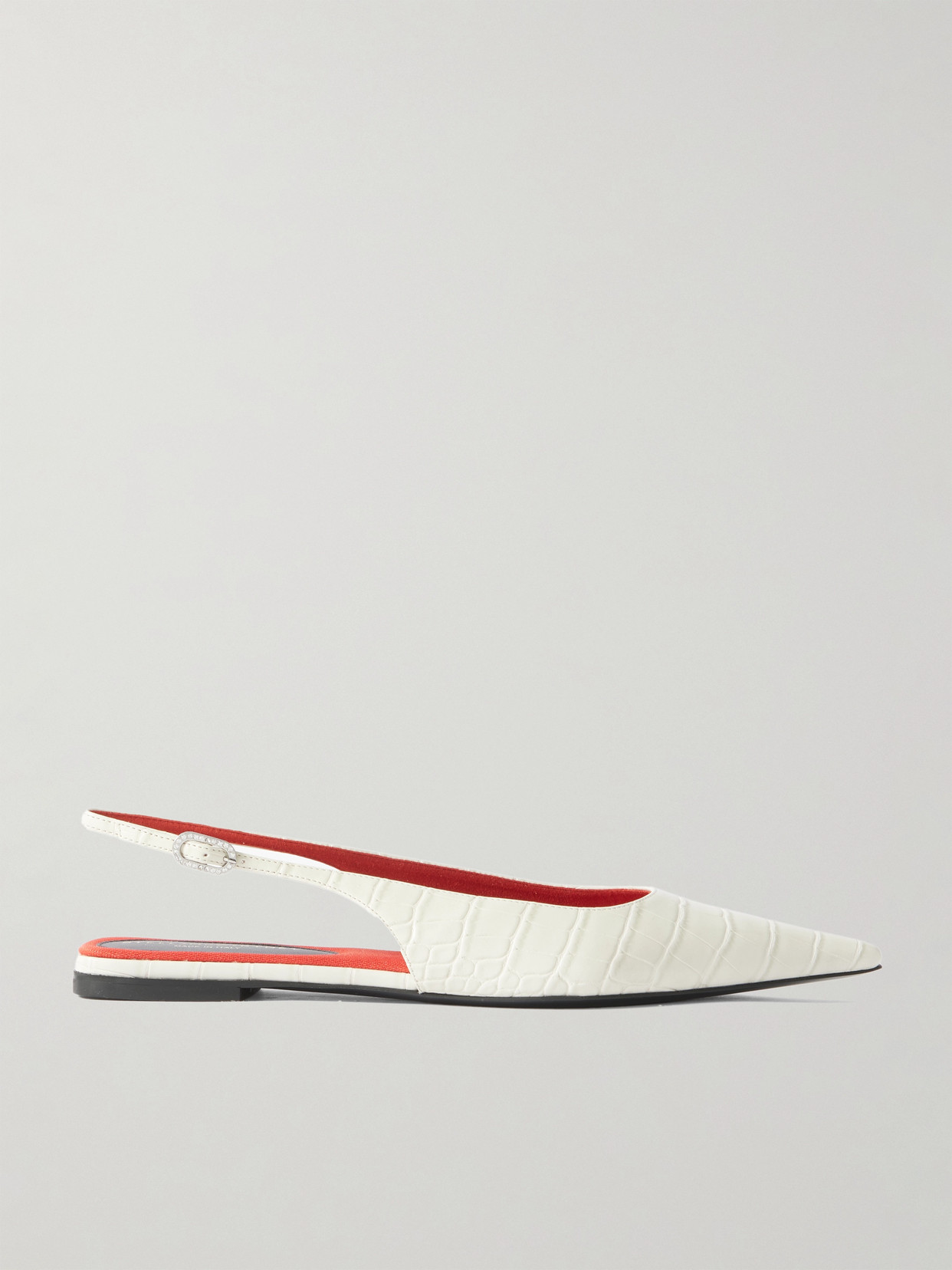 Stella Mccartney Elsa Croc-effect Vegan Leather Slingback Flats In White