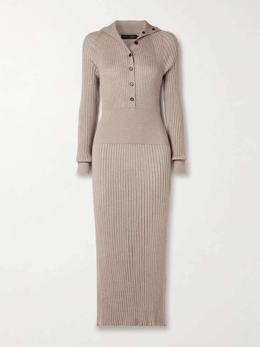 Proenza Schouler Maeve Ribbed Merino Wool And Silk-blend Midi Dress