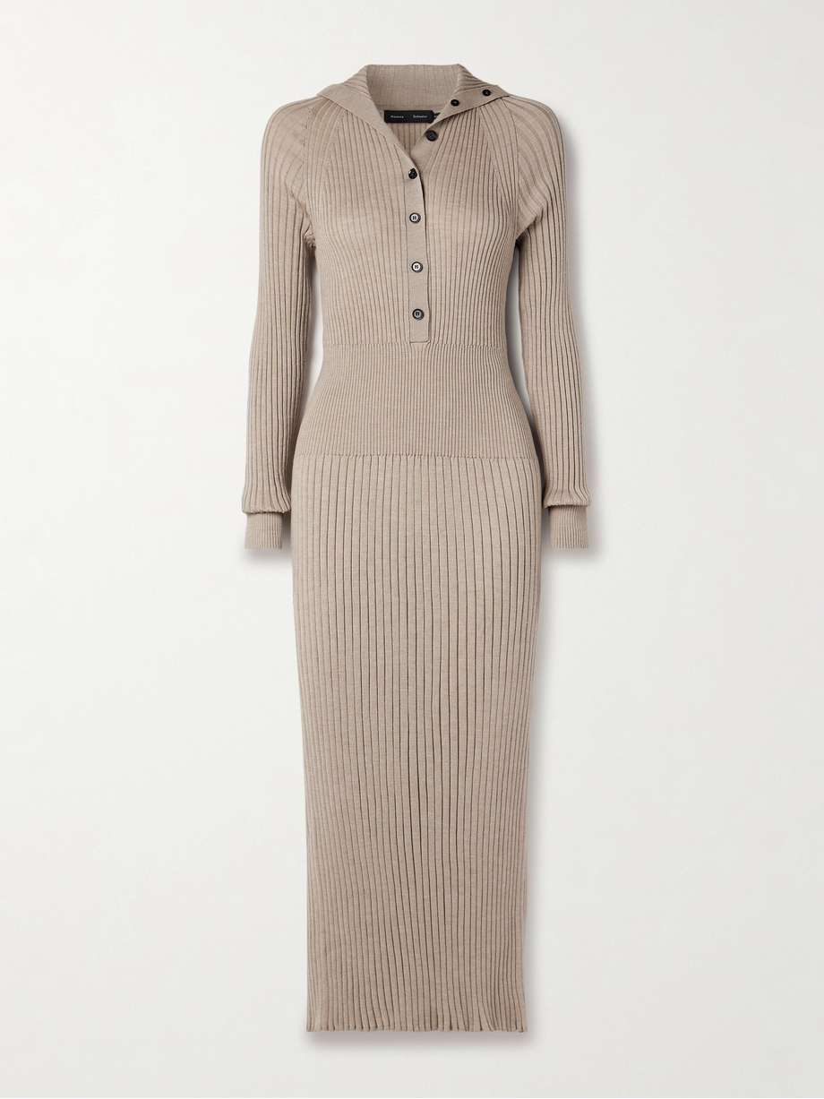 maeve ribbed merino wool and silk-blend midi dress
