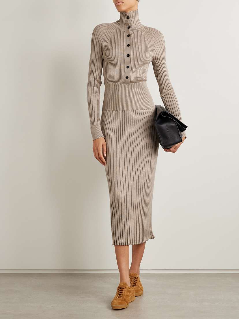 Proenza Schouler Maeve Ribbed Merino Wool And Silk-blend Midi ...