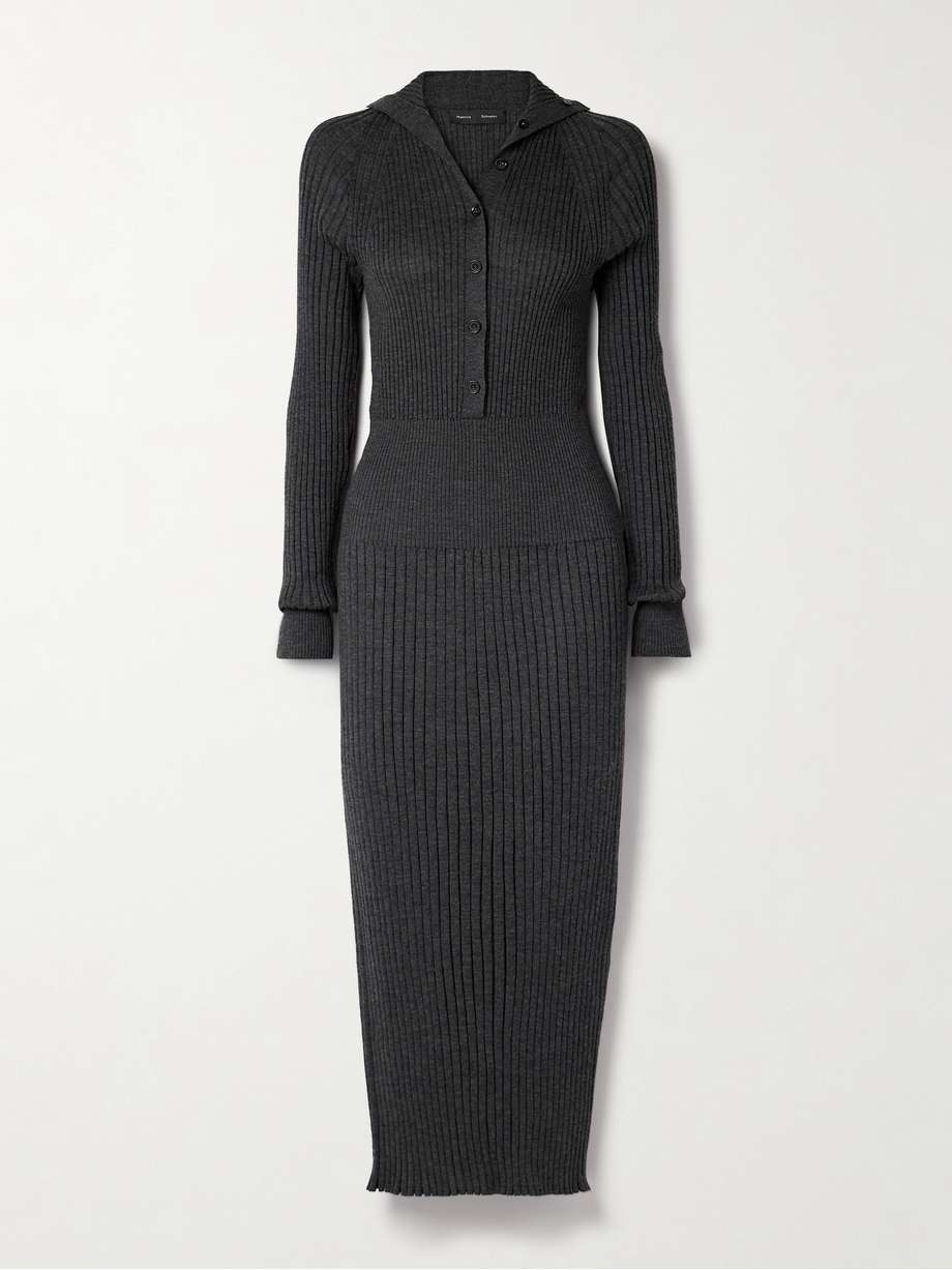 maeve ribbed merino wool and silk-blend midi dress