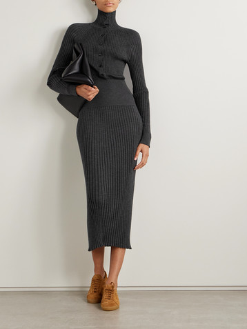Proenza Schouler Maeve ribbed merino wool and silk-blend midi dress