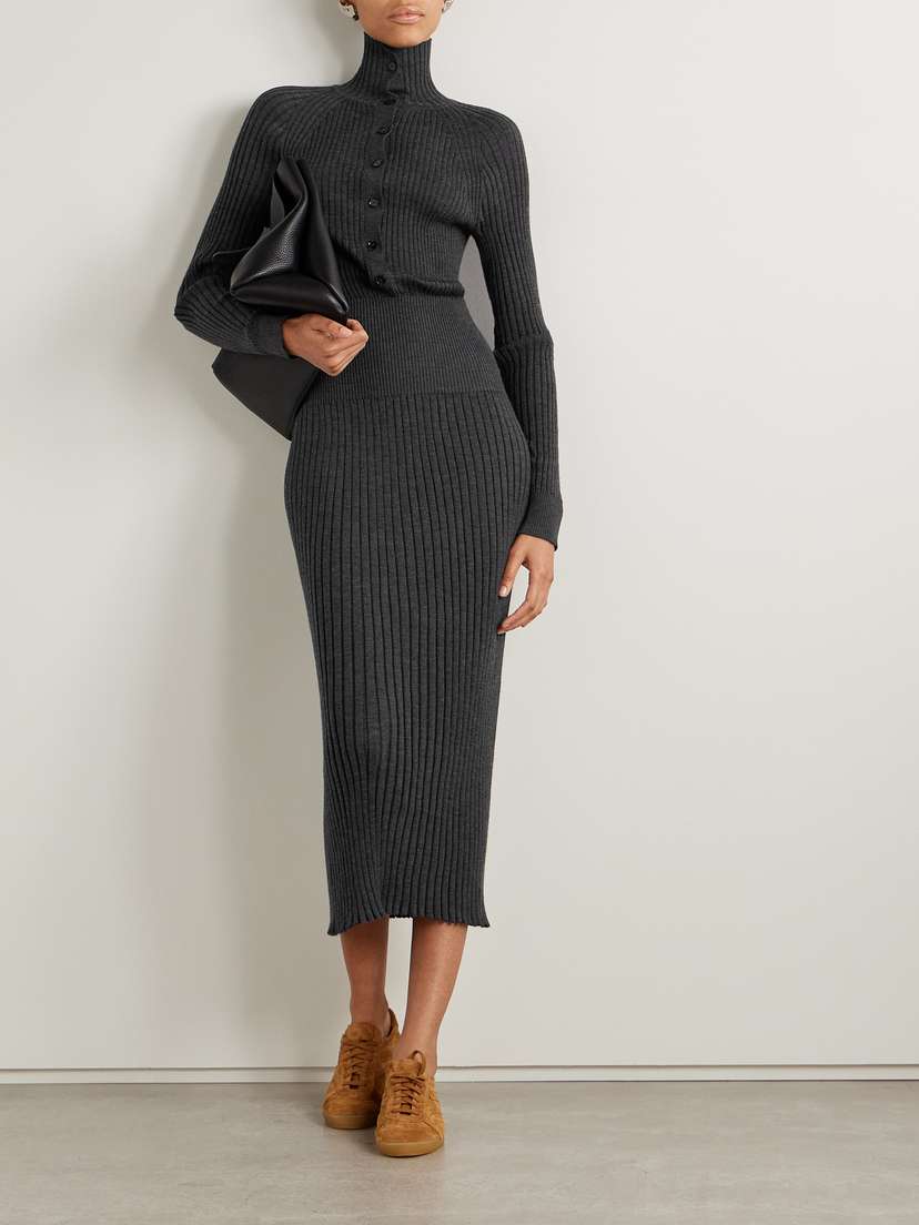 Proenza Schouler Maeve Ribbed Merino Wool And Silk-blend Midi ...