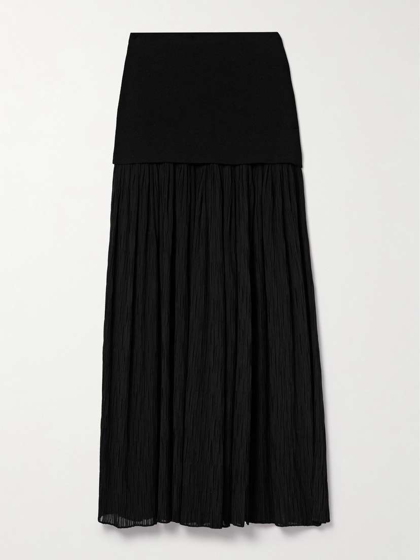 Proenza Schouler Paige Pleated Crepon And Stretch-knit Maxi Skirt