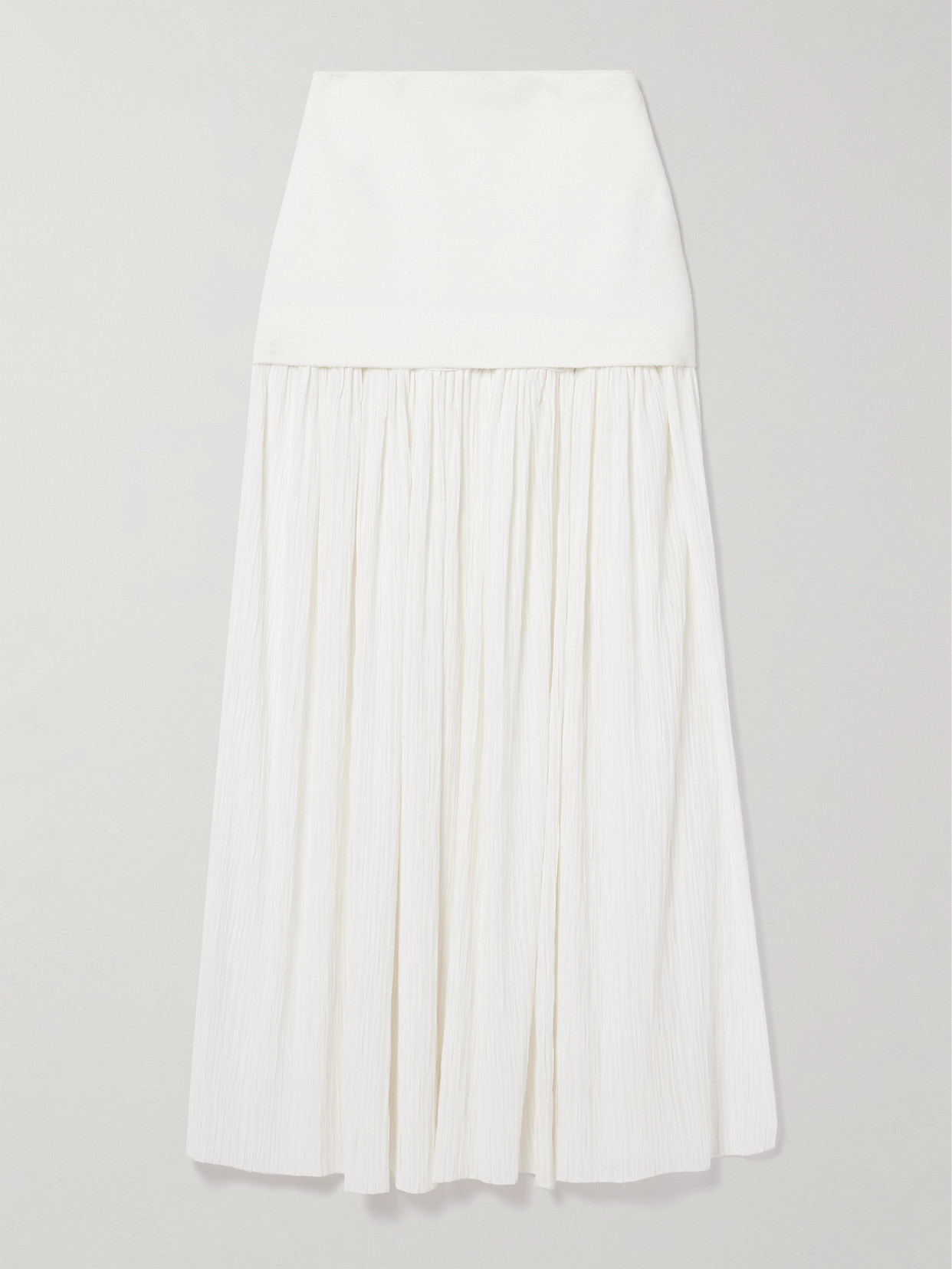 Proenza Schouler Paige Pleated Crepon And Stretch-knit Maxi Skirt In Ivory