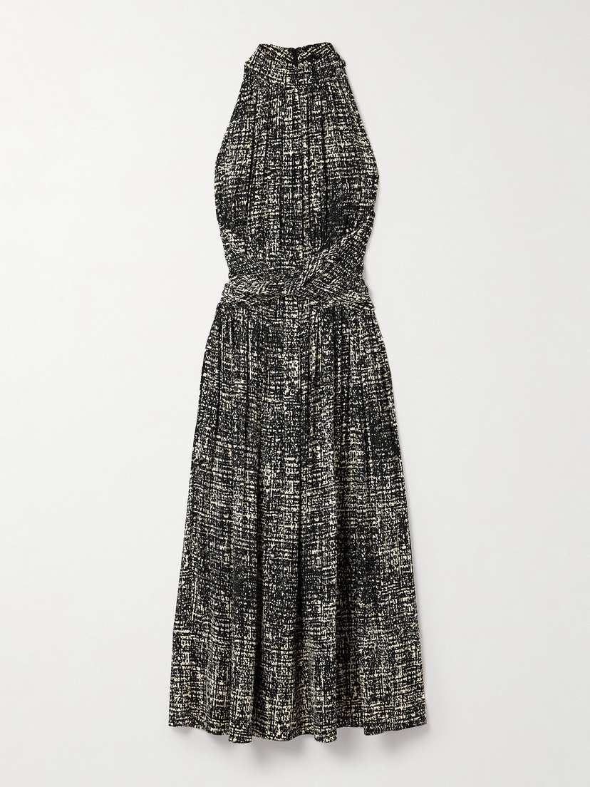 Proenza Schouler Lola Twist-front Pleated Printed Crepe Maxi Dress