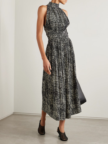 Proenza Schouler Lola twist-front pleated printed crepe maxi dress