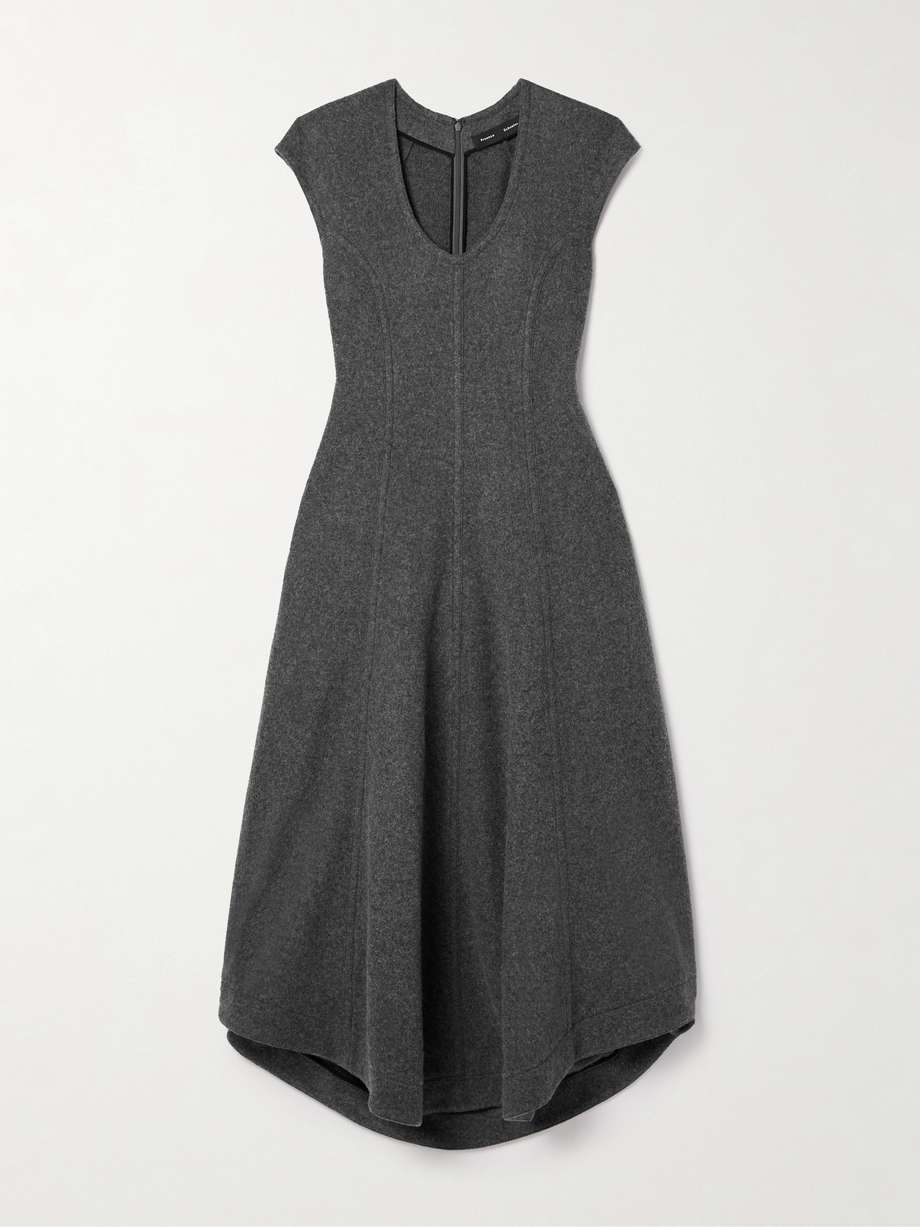 delilah paneled felt midi dress