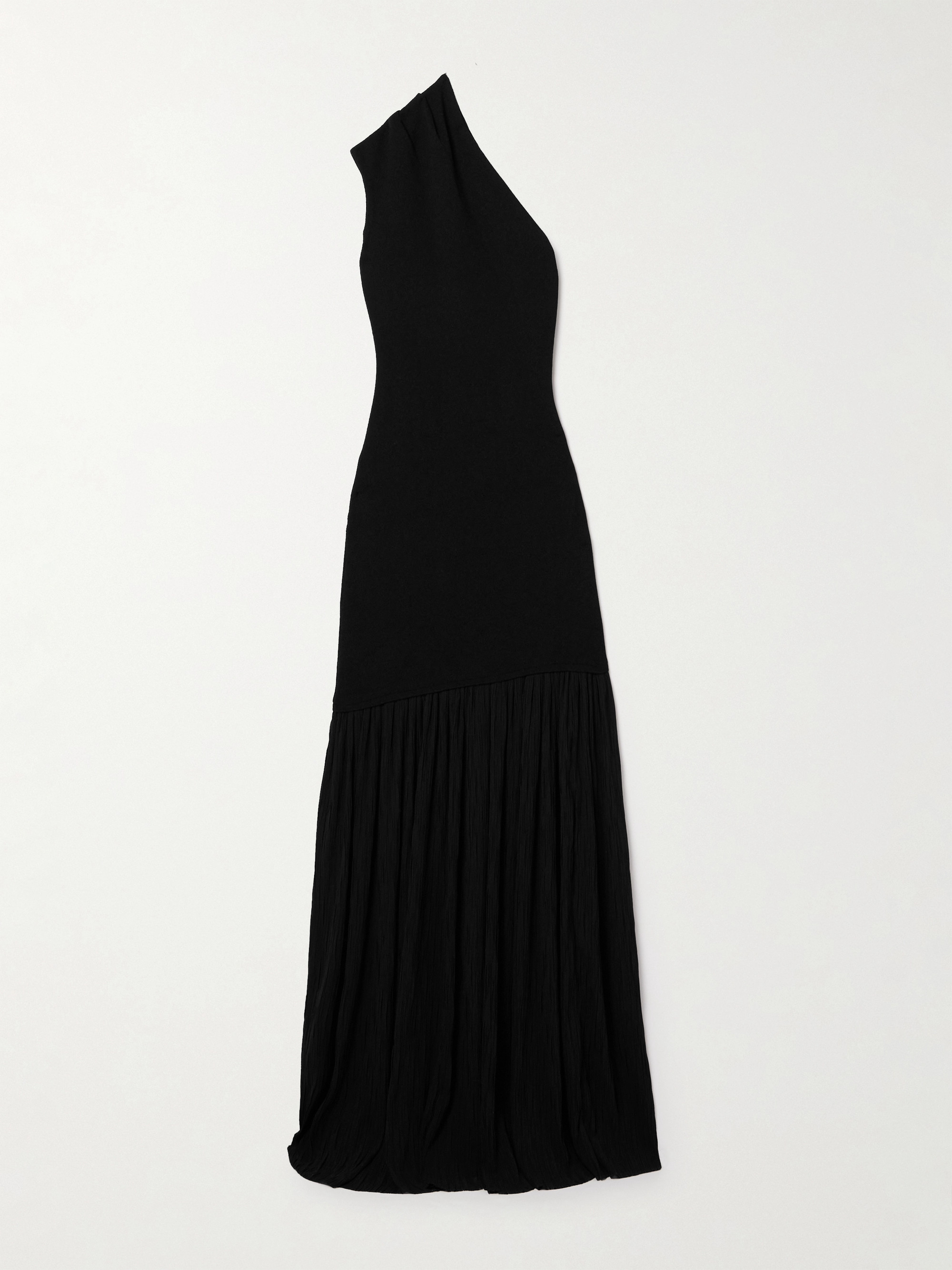 Proenza Schouler Cora one-shoulder stretch-knit and pleated crepon maxi dress