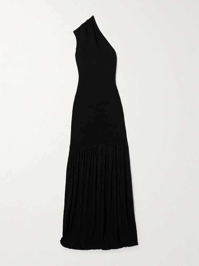 Proenza Schouler Cora One-shoulder Stretch-knit And Pleated Crepon Maxi Dress