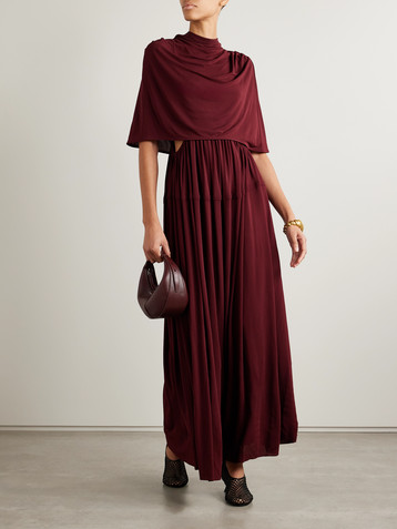 Proenza Schouler Frankie cape-effect pleated cutout crepe maxi dress