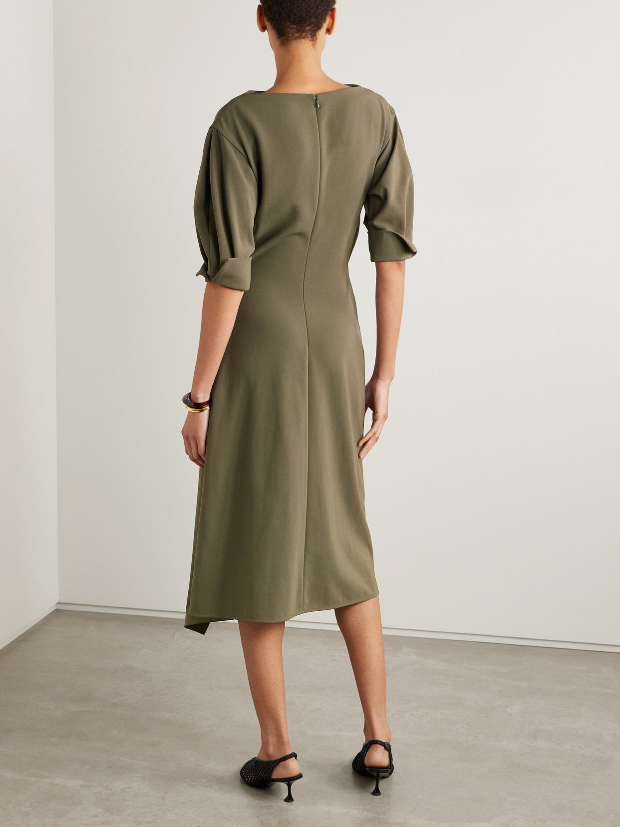 Proenza Schouler Maisie Dress In Matte Viscose Crepe In Wood In Green