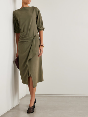 Proenza Schouler Maisie wrap-effect pleated crepe midi dress