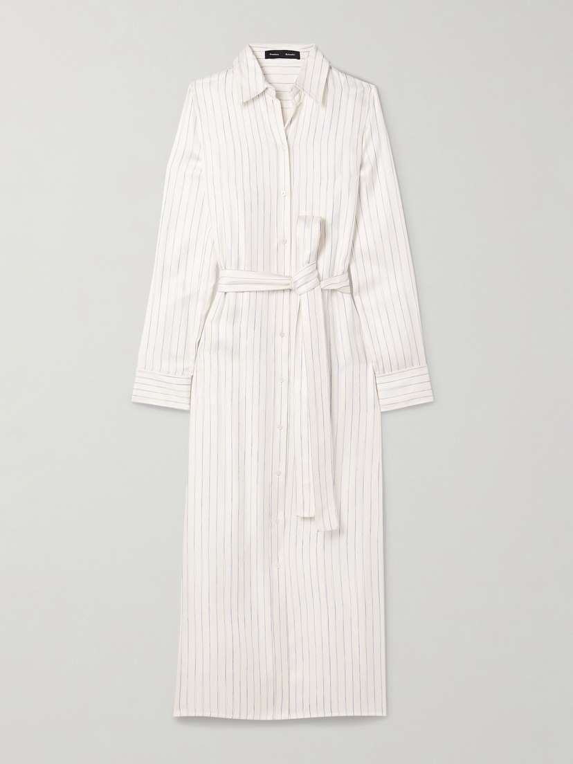 Proenza Schouler Hannah Belted Striped Silk-twill Midi Shirt Dress