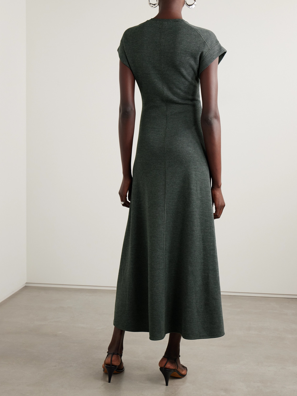 Shop Proenza Schouler White Label Melanie Ribbed Cotton-blend Maxi Dress In Gray
