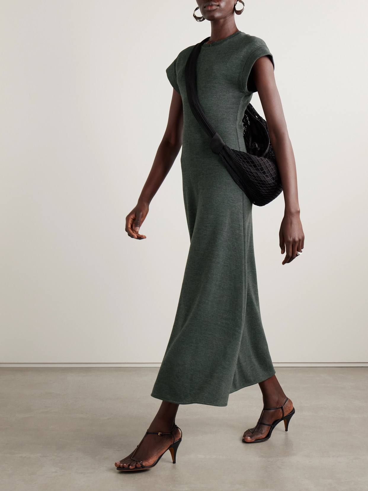 Shop Proenza Schouler White Label Melanie Ribbed Cotton-blend Maxi Dress In Gray