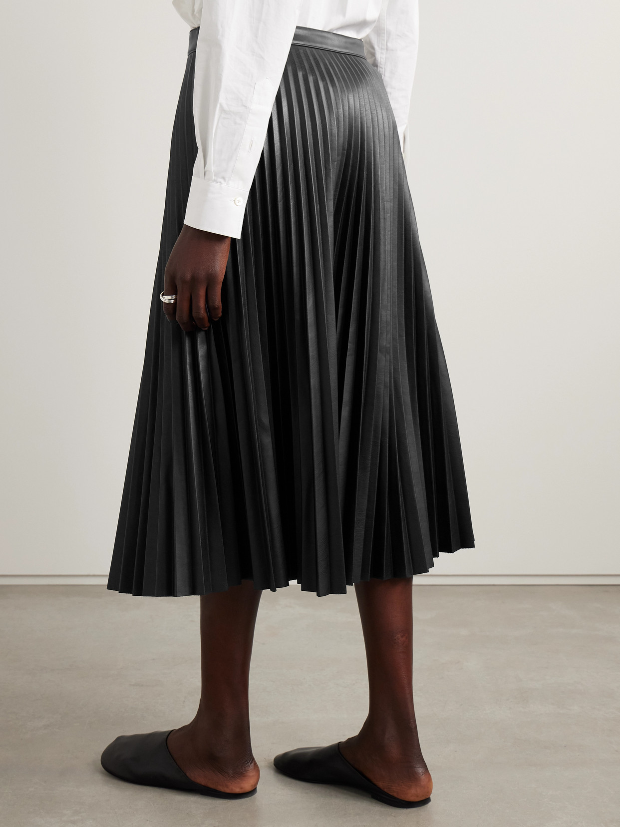 Proenza Schouler White Label Faux Leather Pleated Skirt In Black